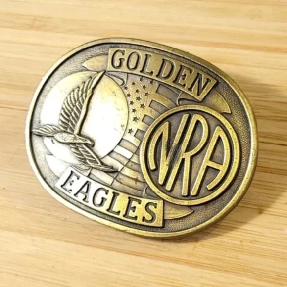 NRA Golden Eagles Brass Belt Buckle - Picture 2 of 5